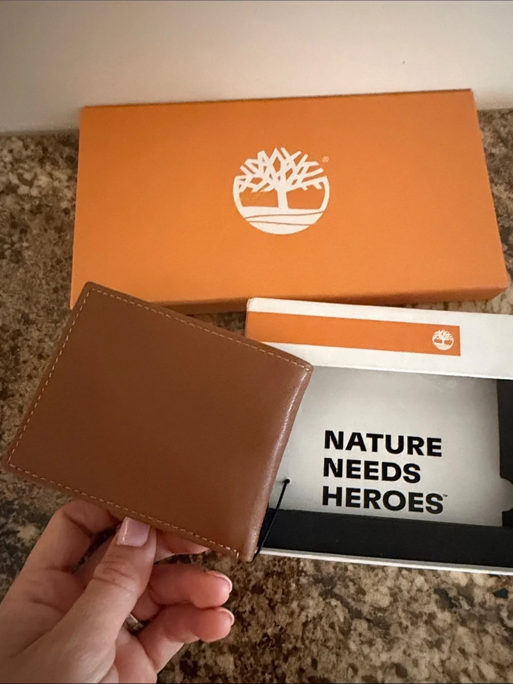 Timberland Tan Leather Billfold Wallet with Matching Key Fob